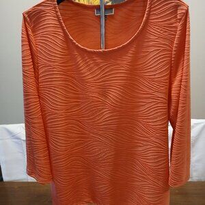 JM Collection Stylish Three Quarter Sleeve Orange Top Sz XL